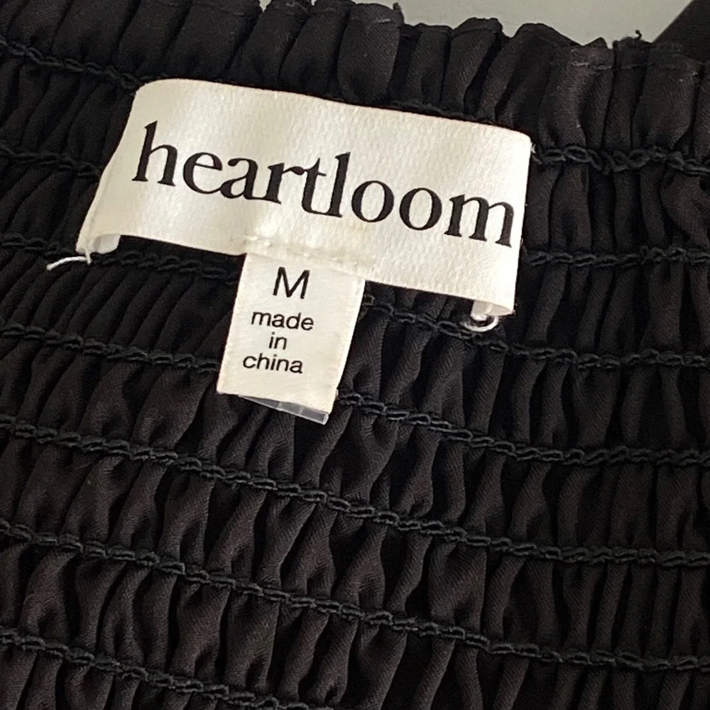 Heartloom Black Burnout Floral Ruffle Midi Dress Smocked Back Cutout Size M